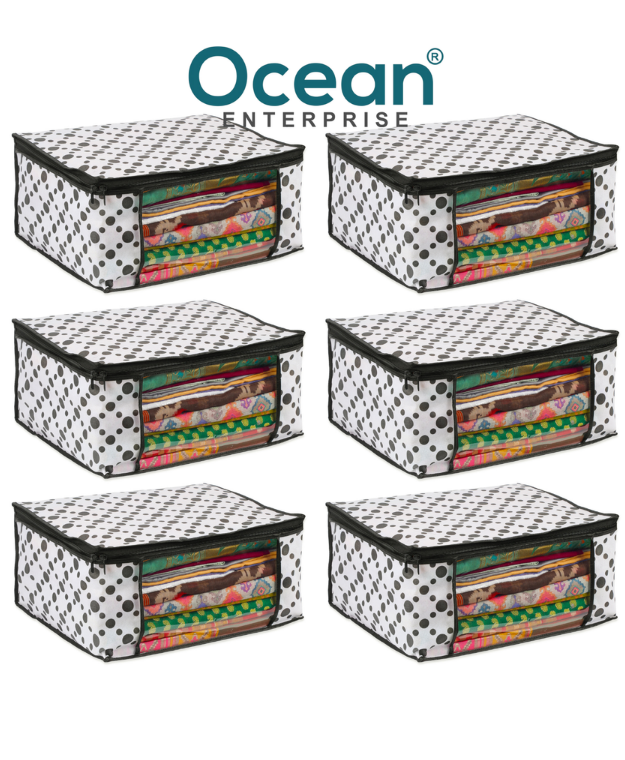 Floral Saree Storage Bags (Pack of 6) BLACK AND WHITE